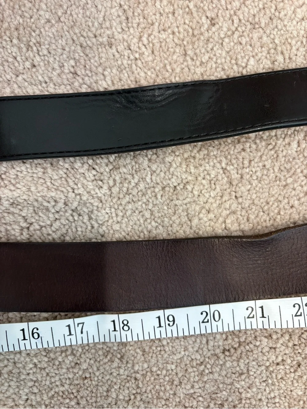 Two Leather Belts - Black and Dark Brown